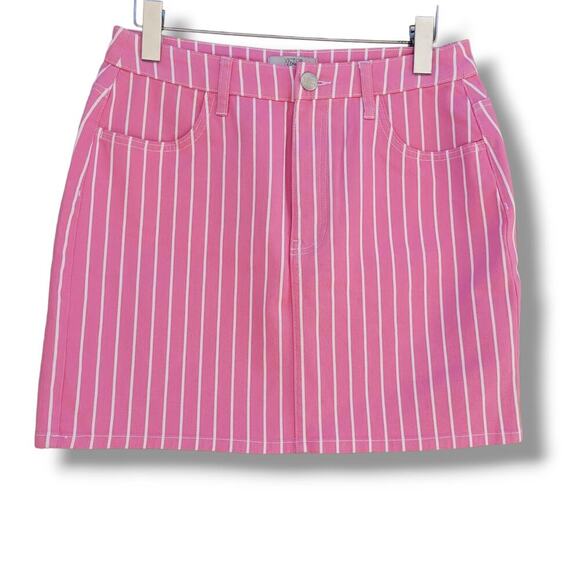 Victor Glemaud target X women's aurora pink/cloud skirt denim stripe Size 8 - Picture 1 of 8